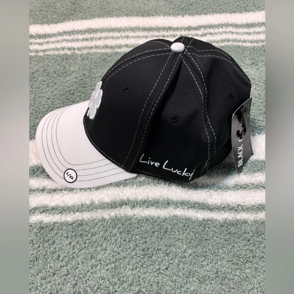 Black Clover 🍀 Live Lucky Black & White Clover Golf Lid L/XL - Picture 2 of 4